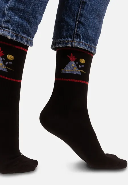 Sport organic cotton socks with Volcano