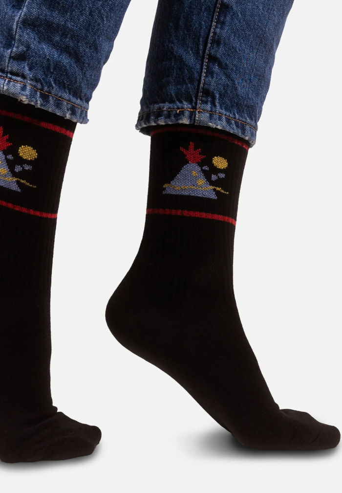 Sport organic cotton socks with Volcano