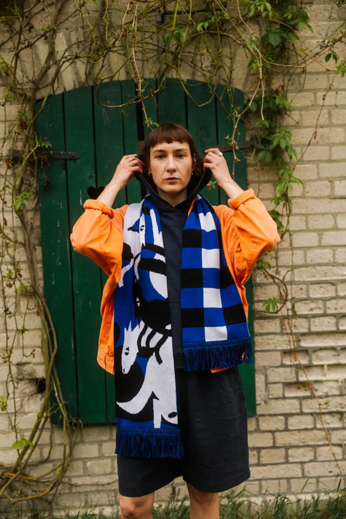 Organic cotton scarf Wild horses