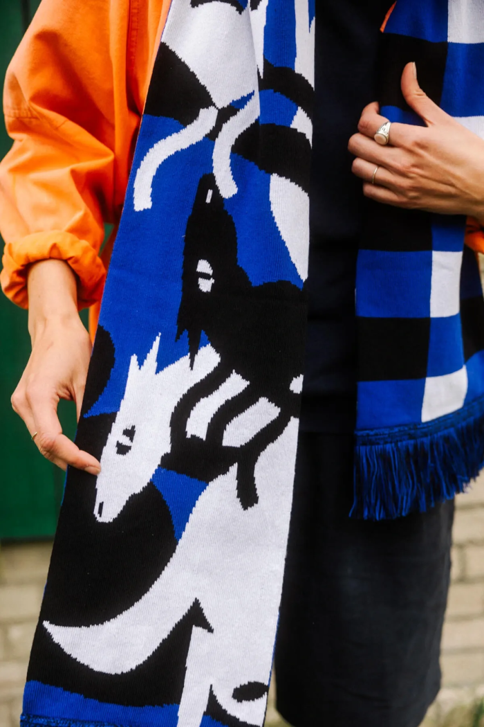 Organic cotton scarf Wild horses