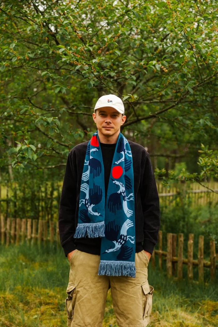 Organic cotton scarf Crane