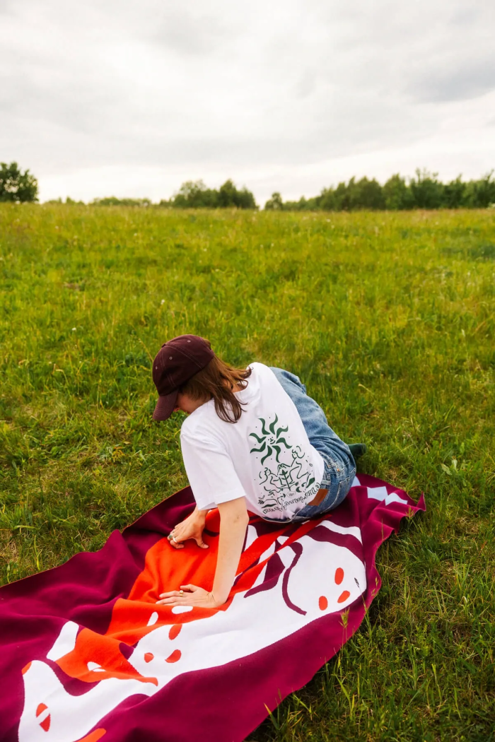 Koc z bawełny organicznej Psie Smutki