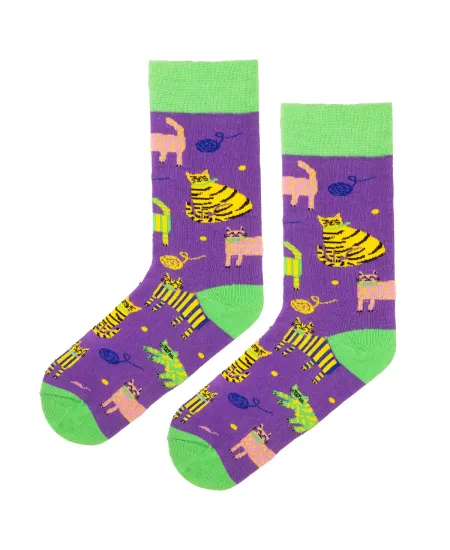 Socks organic cotton violet Cats