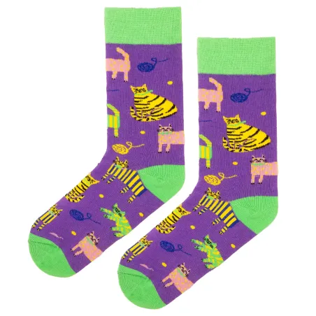 Socks organic cotton violet Cats