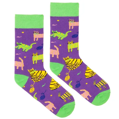 Socks organic cotton violet Cats