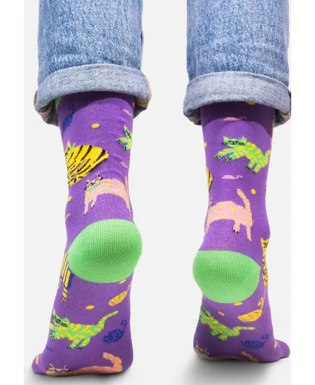 Socks organic cotton violet Cats