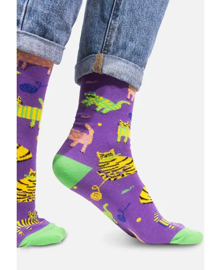 Socks organic cotton violet Cats
