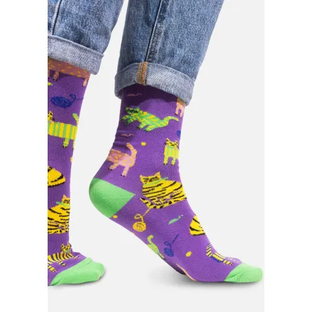Socks organic cotton violet Cats