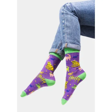 Socks organic cotton violet Cats