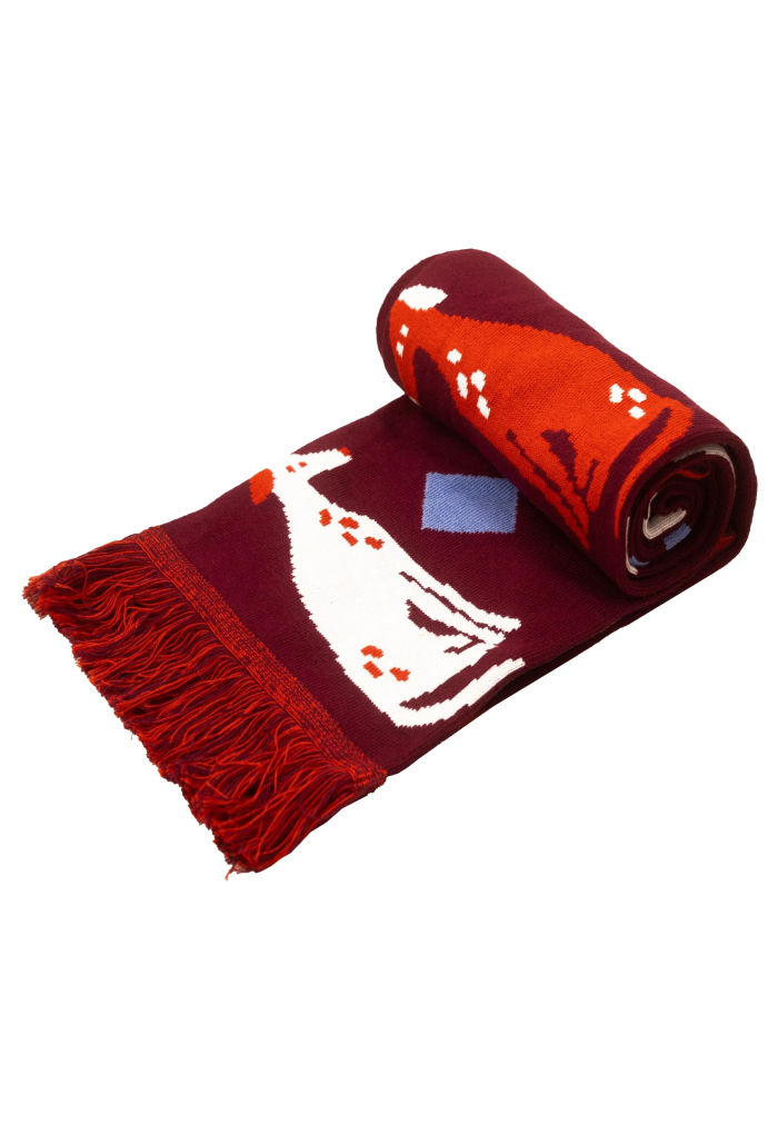 Organic cotton scarf Dog Sadness