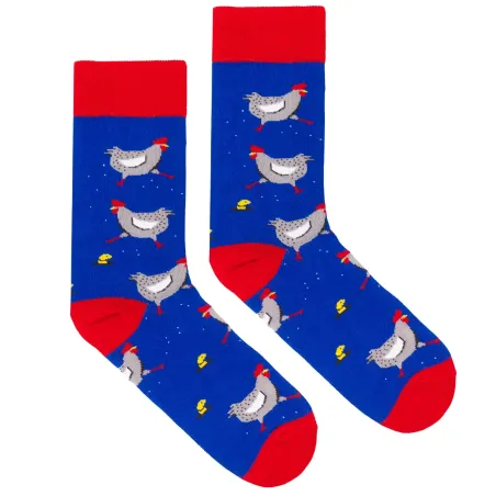Socks organic cotton with a chicken pattern