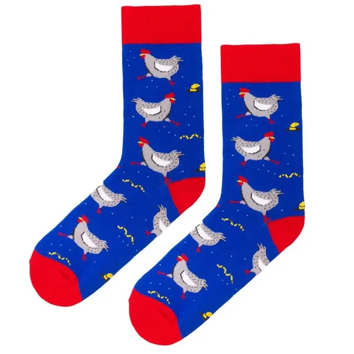 Socks organic cotton with a chicken pattern