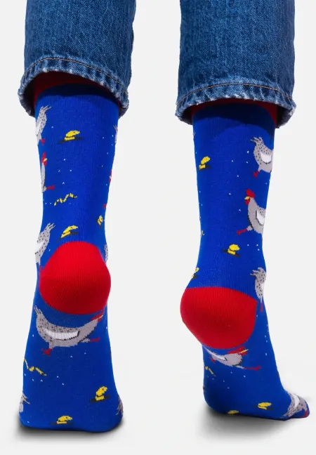 Socks organic cotton with a chicken pattern
