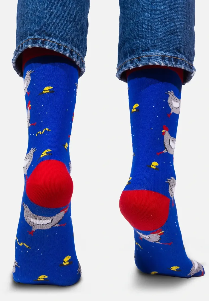 Socks organic cotton with a chicken pattern