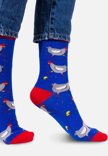 Socks organic cotton with a chicken pattern