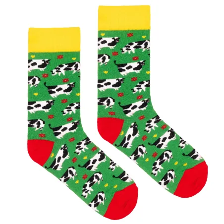 Socks organic cotton Cows in a meadow
