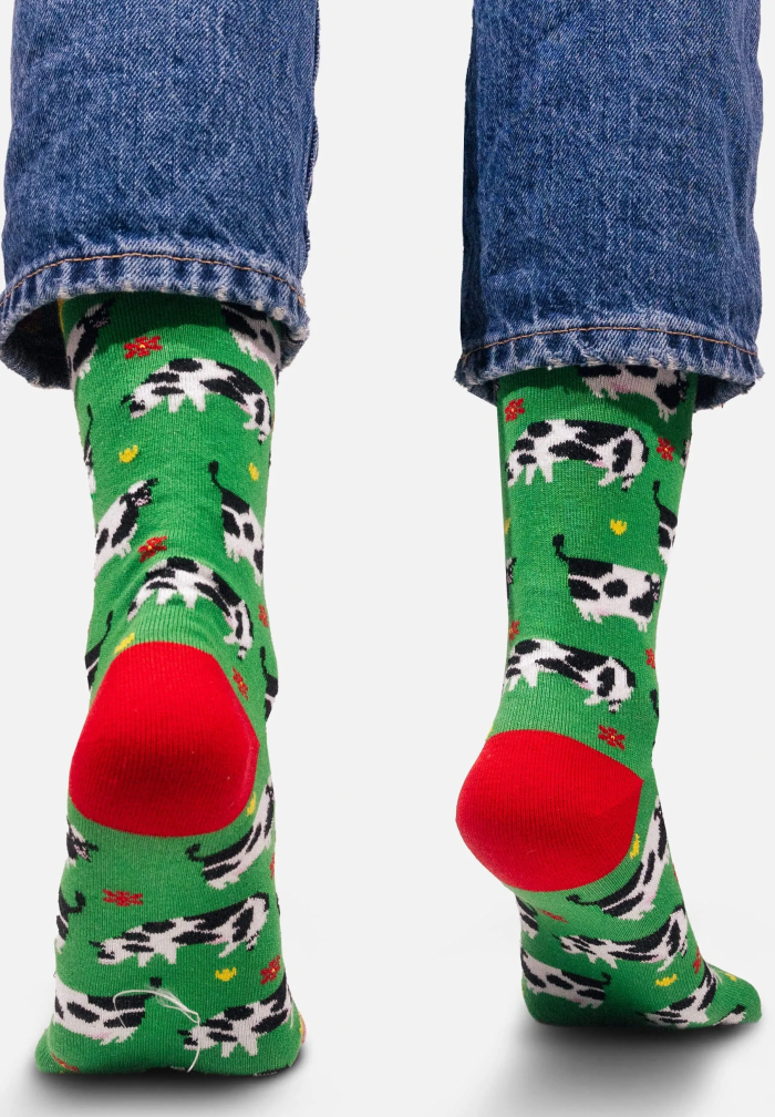Socks organic cotton Cows in a meadow