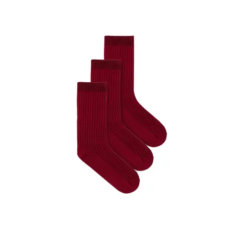 Set of burgundy organic cotton wide rib socks