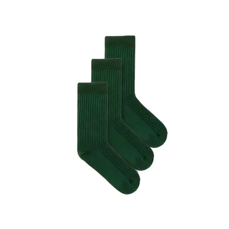 Set of bottle green organic cotton wide rib socks