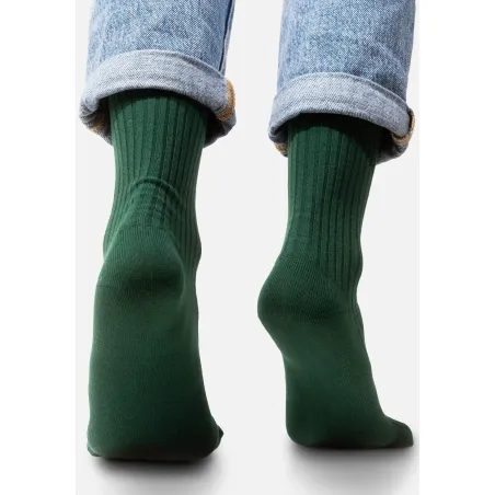 Set of bottle green organic cotton wide rib socks
