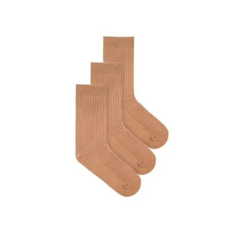 Set of light brown organic cotton wide rib socks