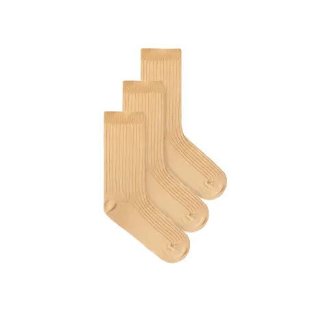 Set of beige organic cotton wide rib socks