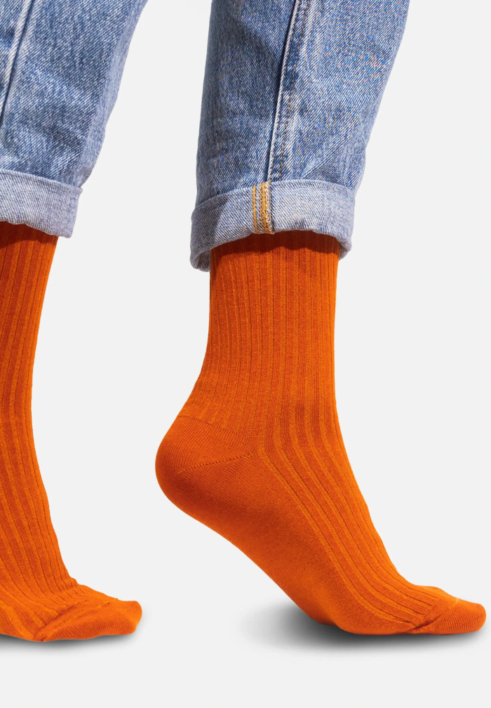 Set of ginger organic cotton wide rib socks