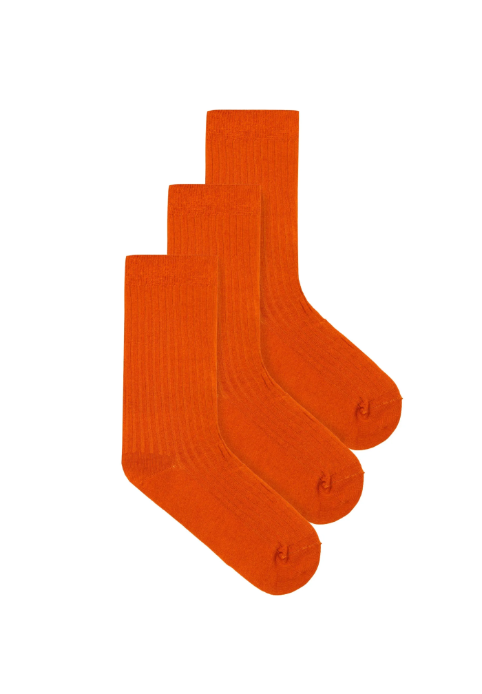 Set of ginger organic cotton wide rib socks