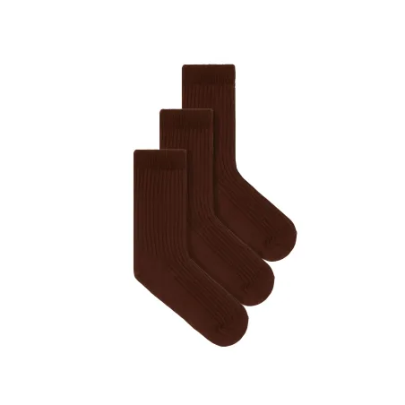 Set of brown organic cotton wide rib socks