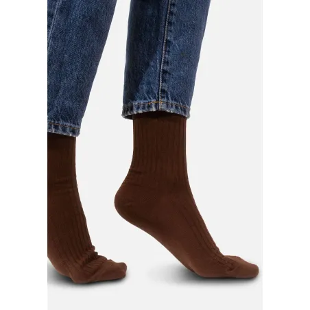 Set of brown organic cotton wide rib socks