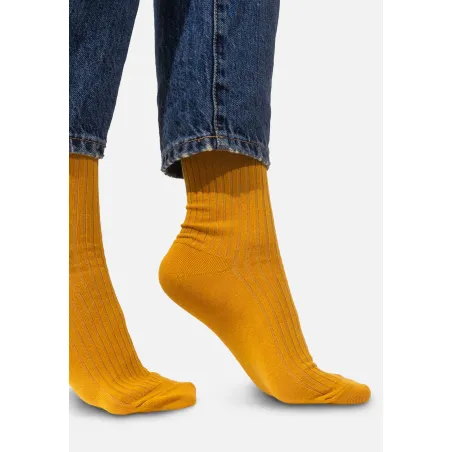 Set of mustard organic cotton wide rib socks