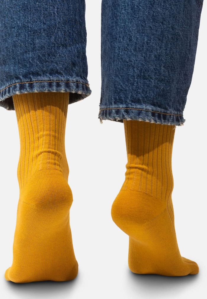 Set of mustard organic cotton wide rib socks