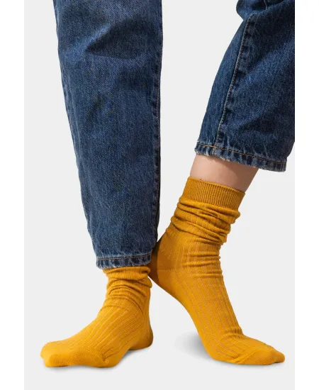 Set of mustard organic cotton wide rib socks