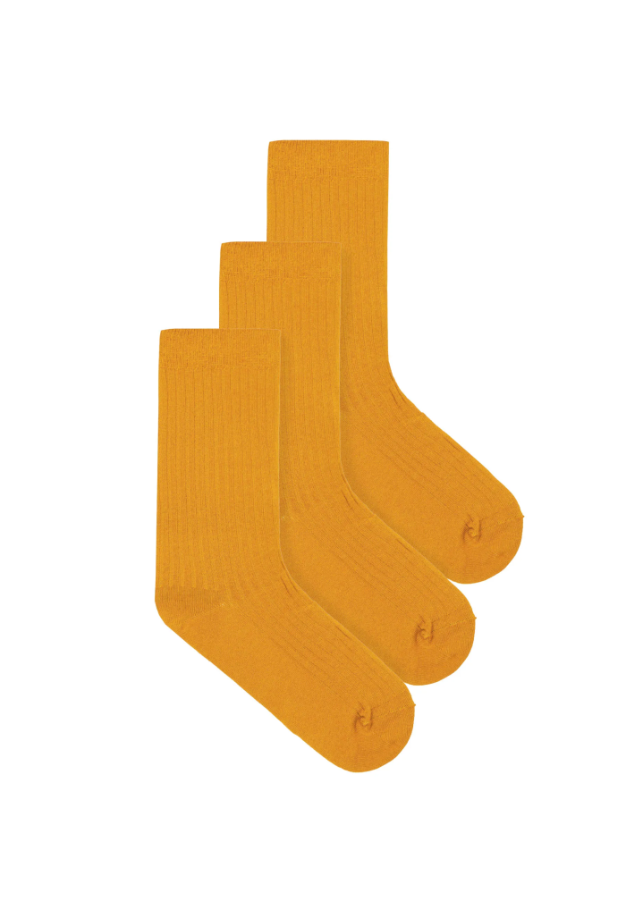 Set of mustard organic cotton wide rib socks