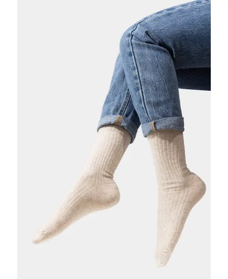 Set of light grey organic cotton wide rib socks