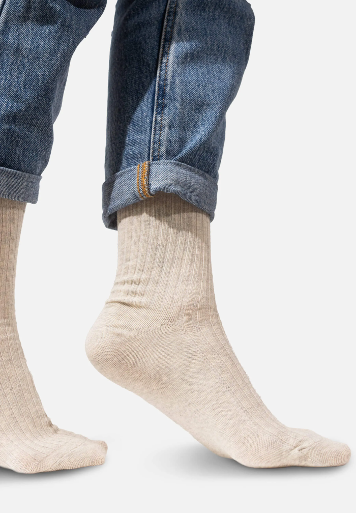 Set of light grey organic cotton wide rib socks