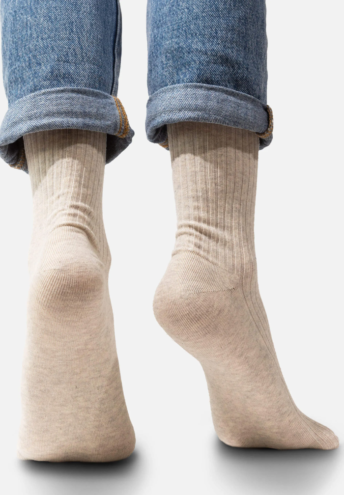 Set of light grey organic cotton wide rib socks