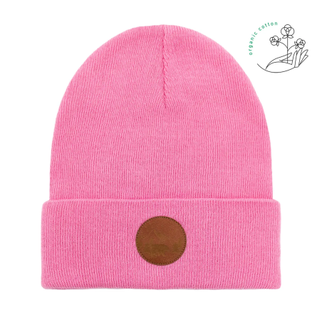 Czapka beanie z bawełny organicznej różowa lewkonia