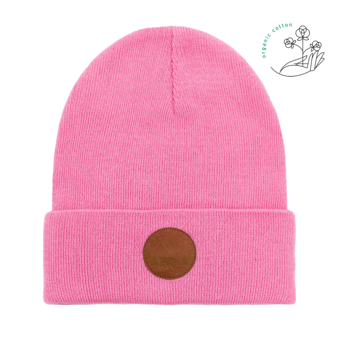 Czapka beanie z bawełny organicznej różowa lewkonia