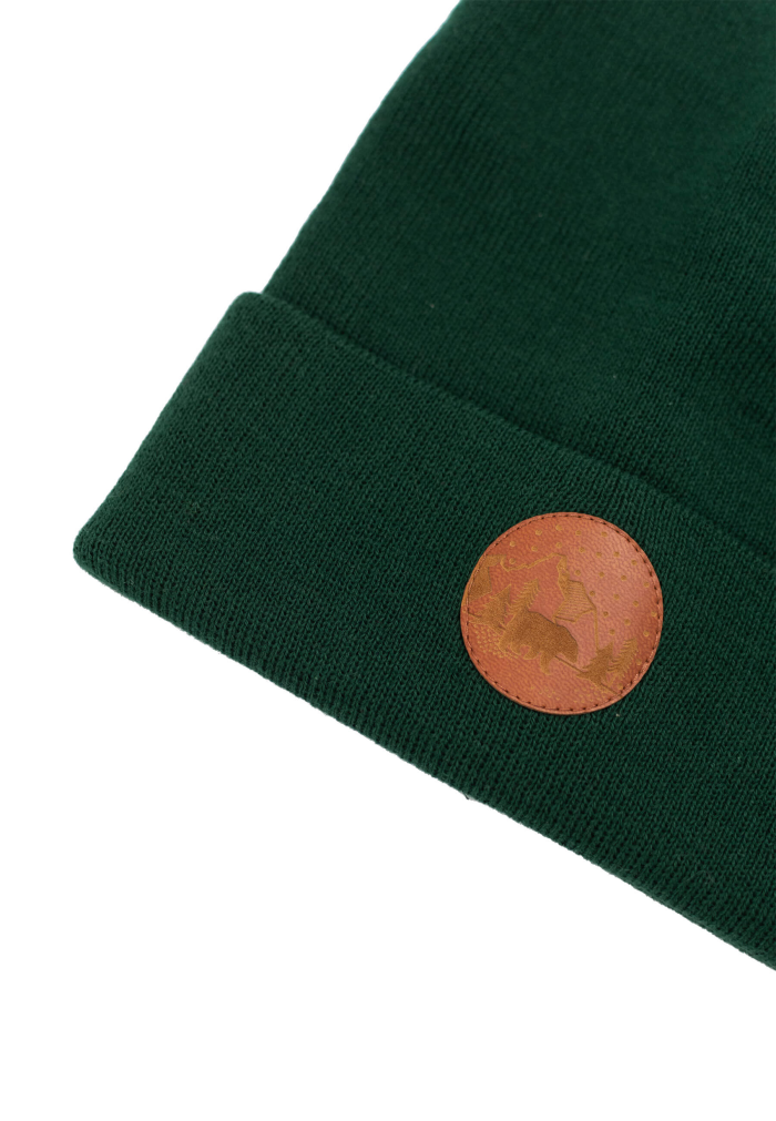 Czapka beanie z bawełny organicznej butelkowa zieleń