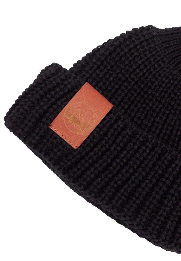Black organic cotton burglar beanie