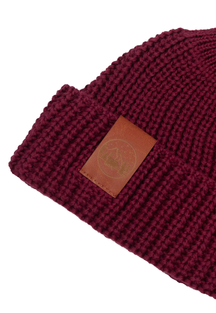 Carmine organic cotton burglar beanie