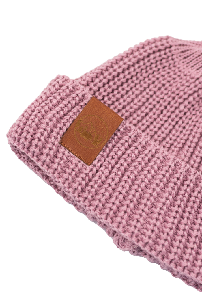 Powder pink organic cotton burglar beanie
