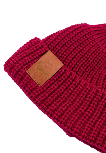 Raspberry red organic cotton burglar beanie