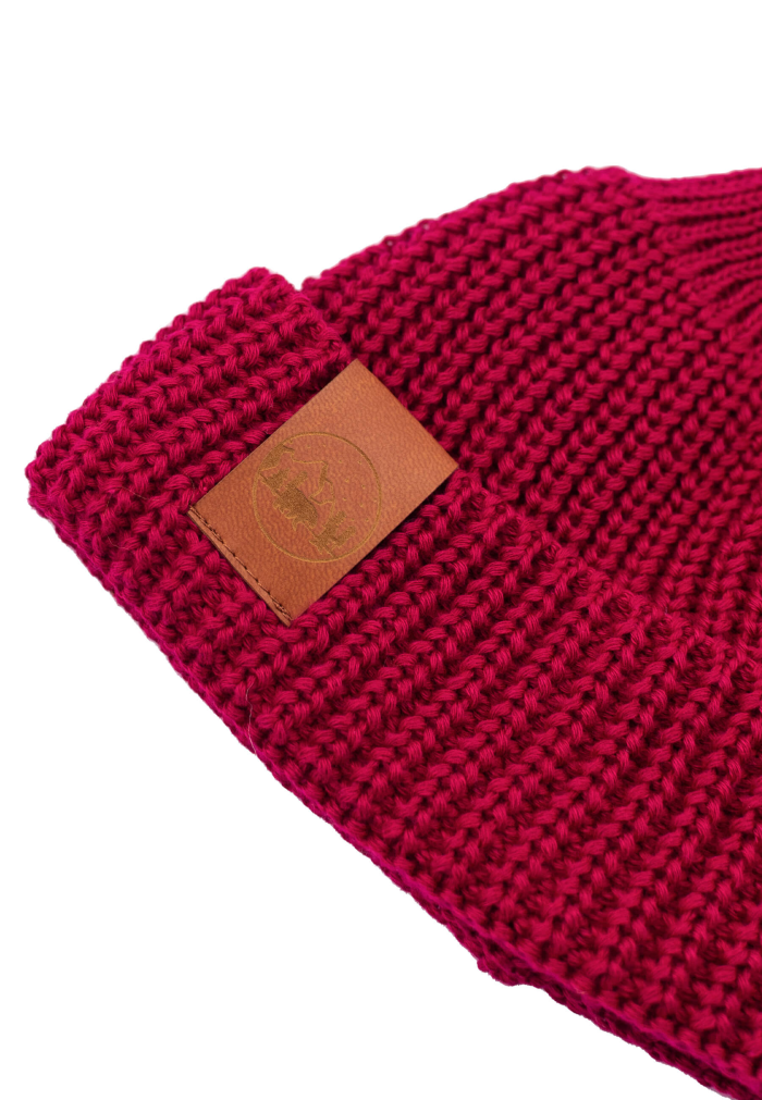 Raspberry red organic cotton burglar beanie