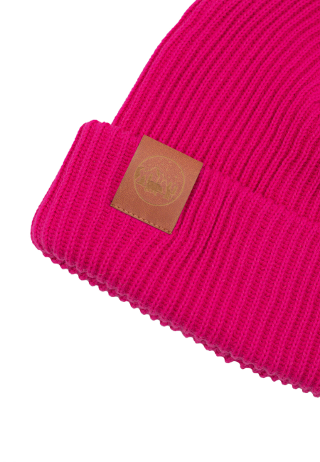 Pink organic cotton winter beanie