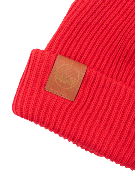 Poppy red organic cotton winter beanie