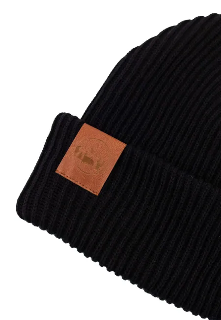 Black organic cotton winter beanie