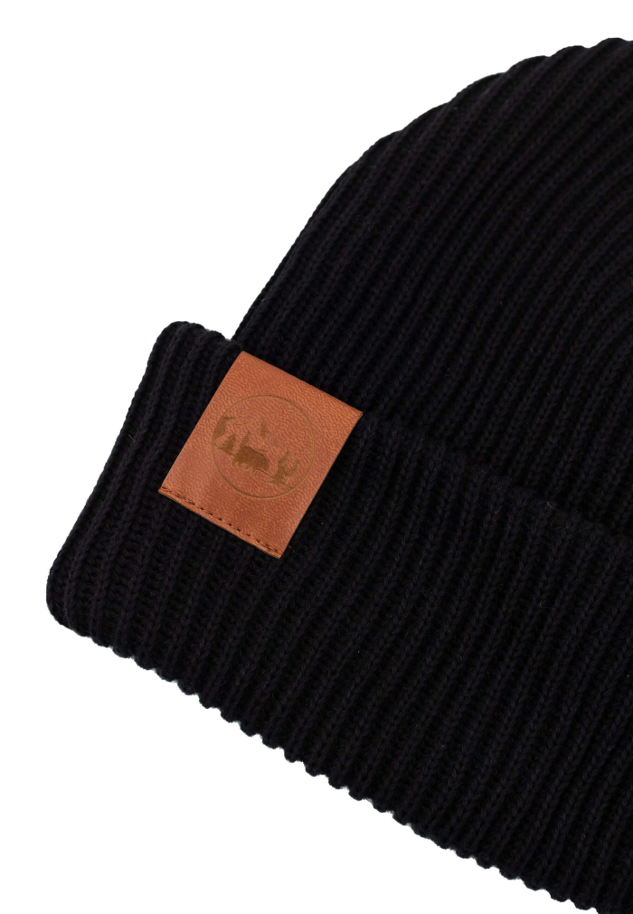 Black organic cotton winter beanie