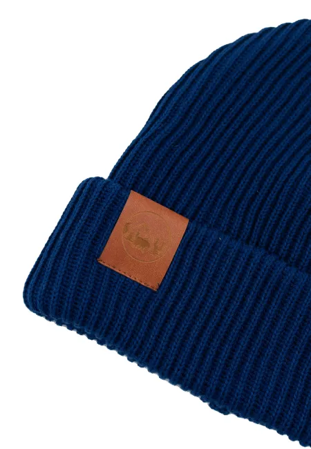Inky blue organic cotton winter beanie